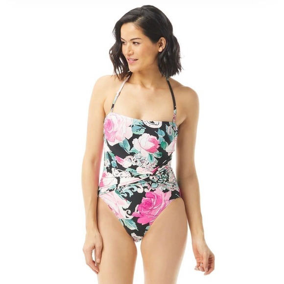 Carmen Marc Valvo: One Piece Botanico Rosa Knot Front Bandeau Size 8 - Picture 1 of 14